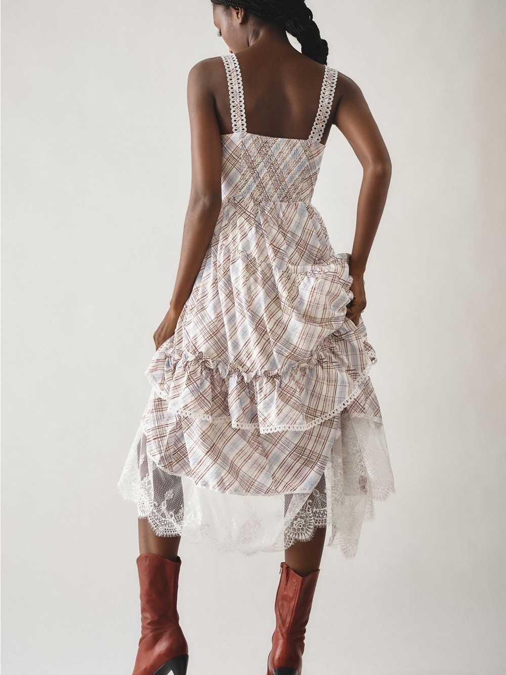 Anthropologie the Bobbi Plaid Ruffled Asymmetric Dress - Picture 2 of 9